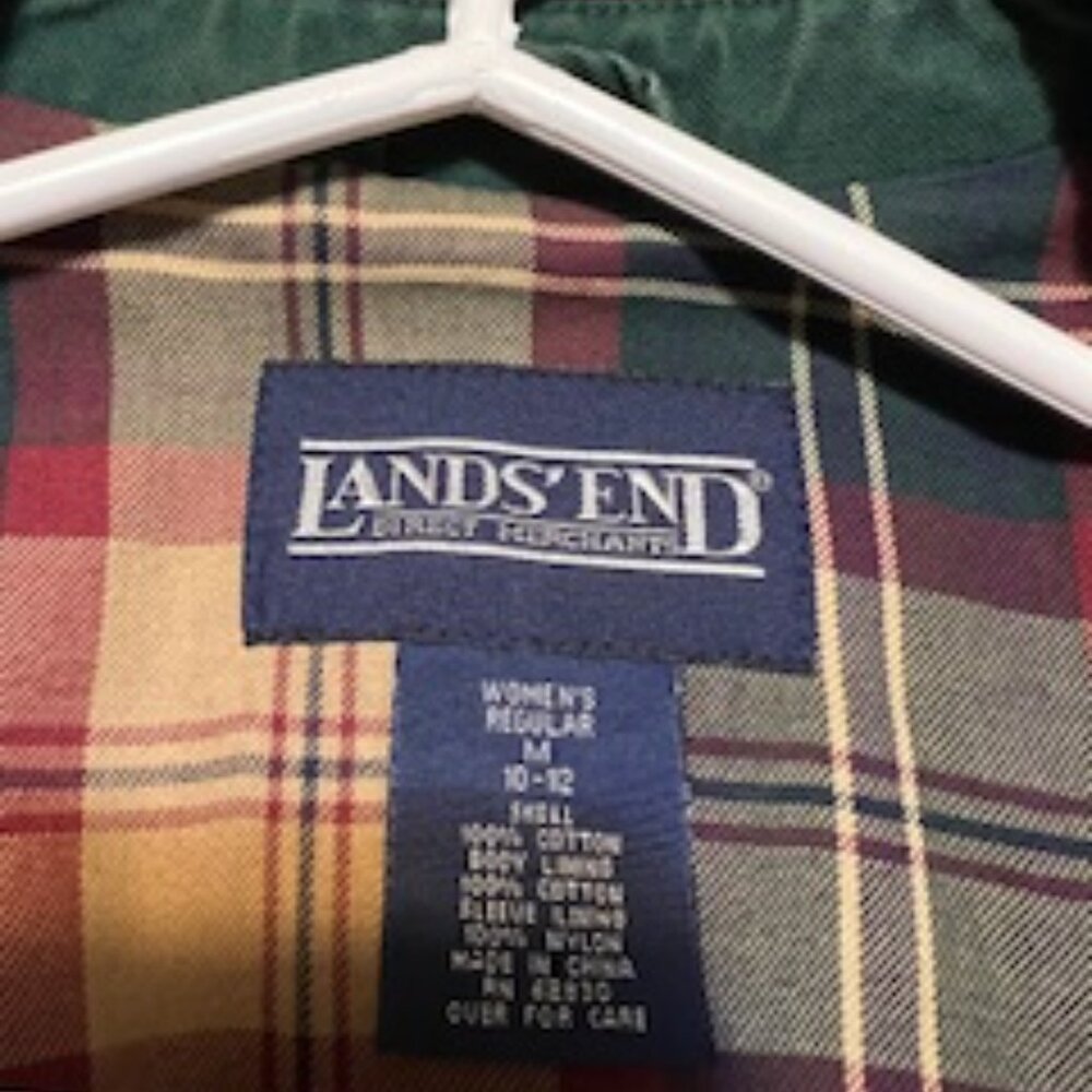 Women's Lands End Barn Chore Jacket Green Canvas  w/ Corduroy Trim Size Medium - Picture 3 of 7
